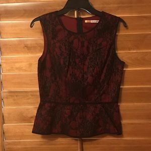 Chelsea & Violet Red w/ black lace sleeveless top